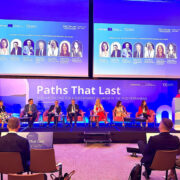 panel on stage with speaker during the 2025 paths that last sustainable Tourism Conference in Croatia